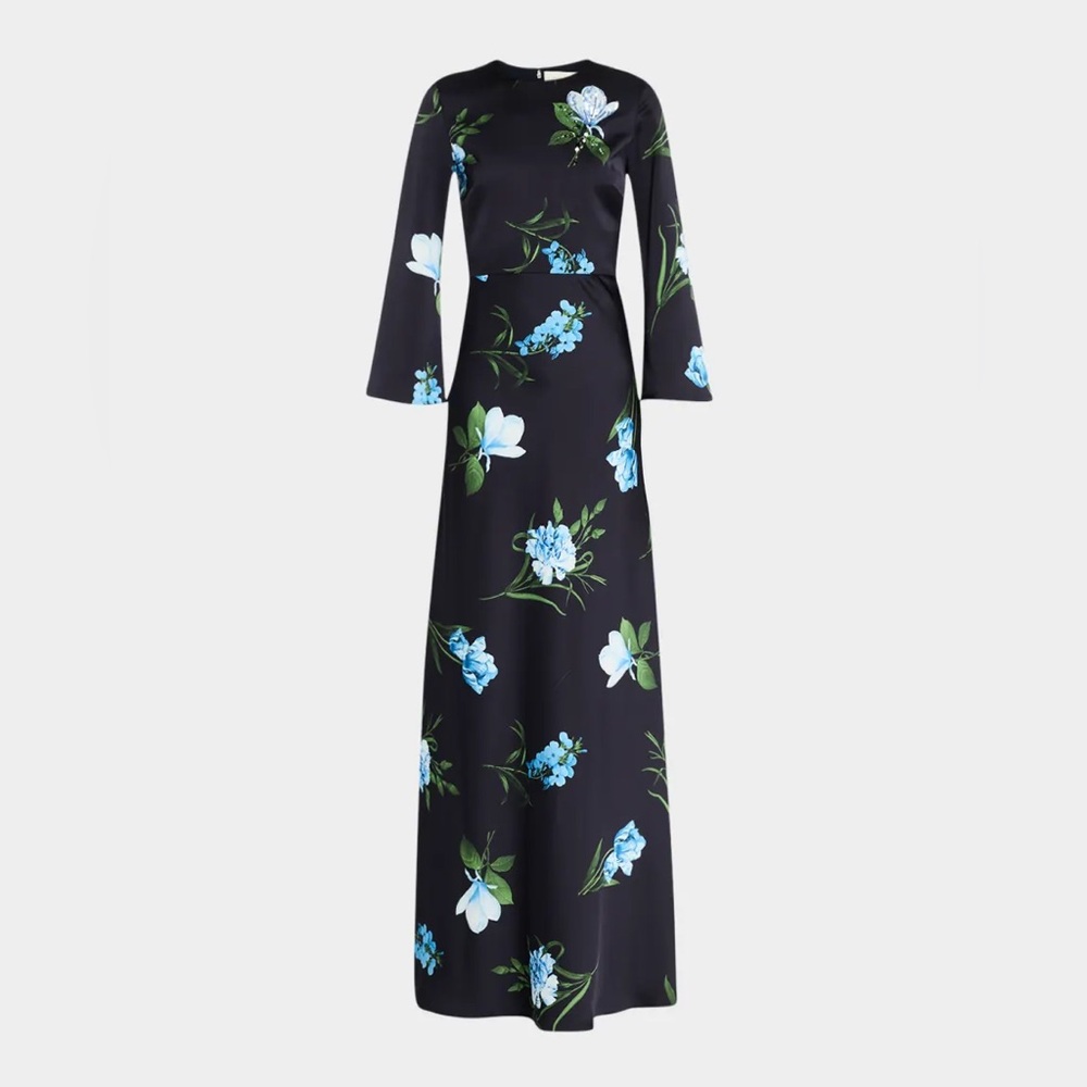 Sachin & Babi Navy Floral Long Sleeve Maxi Dress